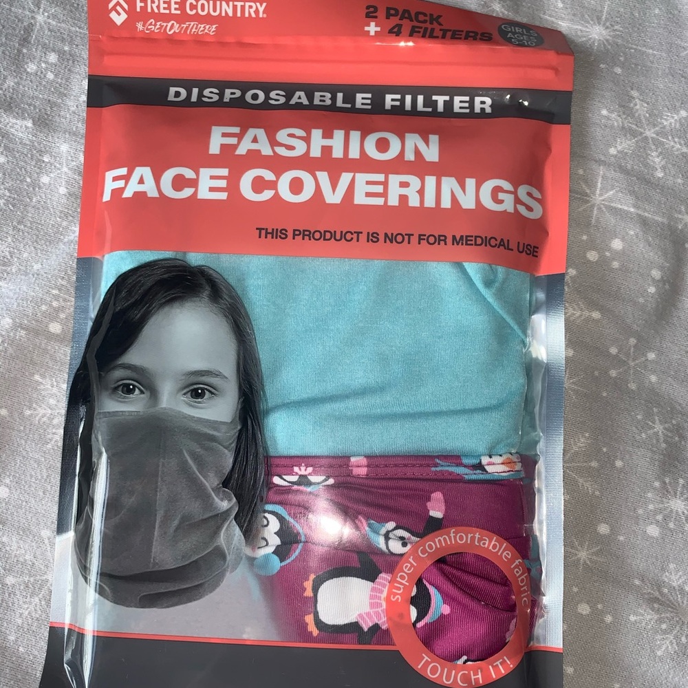 Face covering for girls 5-10 with 4 filters